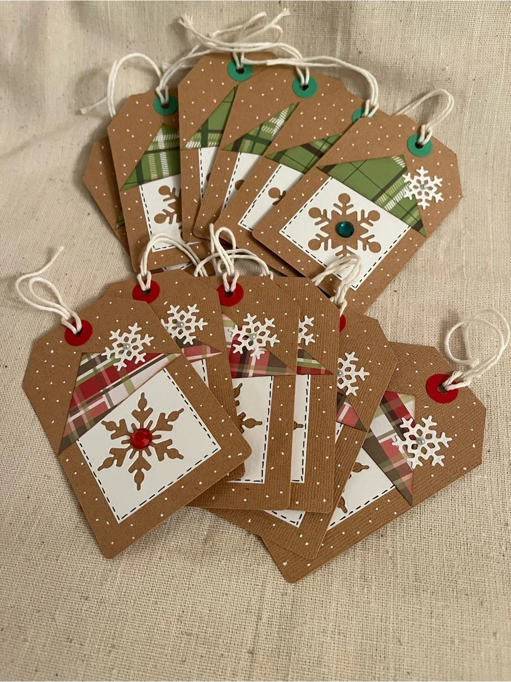 Christmas Gift Tags Handcrafted set/12 vintage Style..